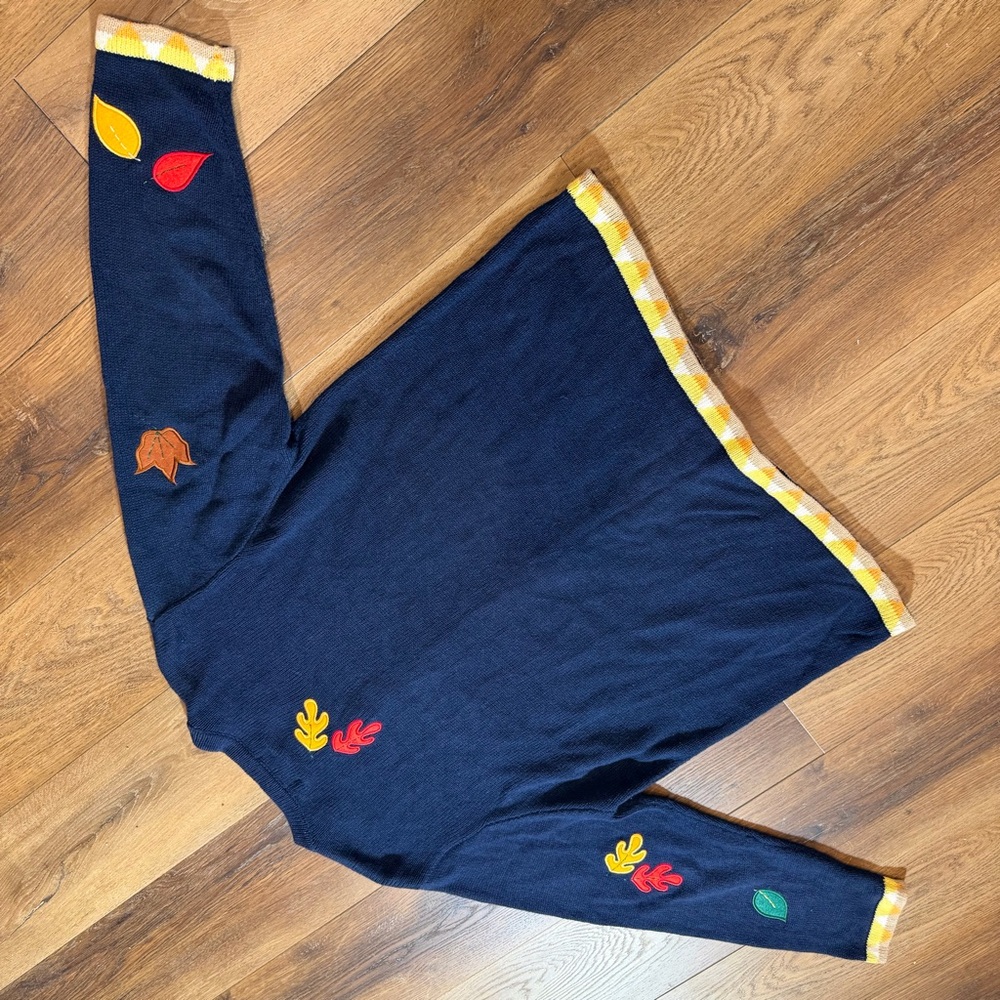 Vintage Y2K Fall Cardigan Fall Leaf Sweater Halloween Sweater Embroidered Leaves - Picture 16 of 17